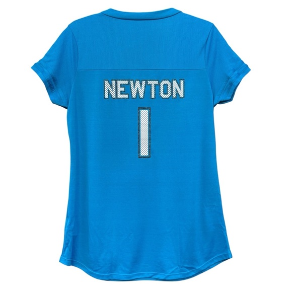 Carolina Panthers Cam Newton #1 Women’s XL Lace-Up NFL Tee Blue - Picture 3 of 8